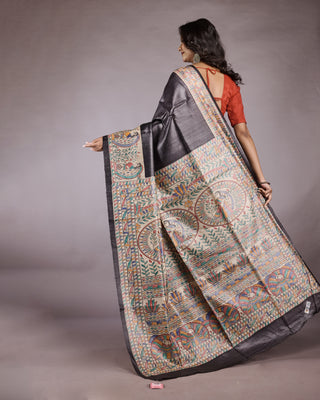 Resham Shilpi Exclusive Hand Painted Tussar Silk Saree – Artistic Elegance for Every Occasion