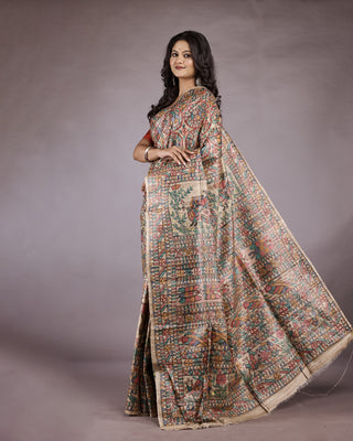 Resham Shilpi Exclusive Hand Painted Tussar Silk Saree – Artistic Elegance for Every Occasion