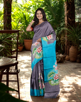 Resham Shilpi Exclusive Hand Painted Mulberry Silk Saree – Artistic Elegance in Every Thread