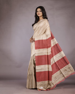 Resham Shilpi Exclusive Handwoven Tussar Gicha Silk Saree – Elegant Traditional Drape