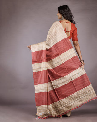 Resham Shilpi Exclusive Handwoven Tussar Gicha Silk Saree – Elegant Traditional Drape