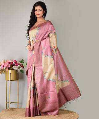 Resham Shilpi Exclusive Hand Painted Tussar Silk Saree – Artistic Elegance for Every Occasion