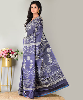 Resham Shilpi Exclusive Block Printed Mulberry Silk Saree – Luxury Handcrafted Tradition
