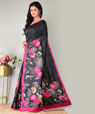 Resham Shilpi Exclusive Block Printed Mulberry Silk Saree – Luxury Handcrafted Tradition