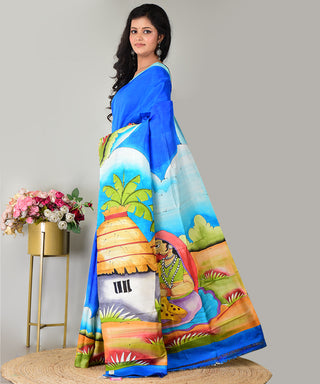 Resham Shilpi Exclusive Hand Painted Mulberry Silk Saree – Artistic Elegance in Every Thread