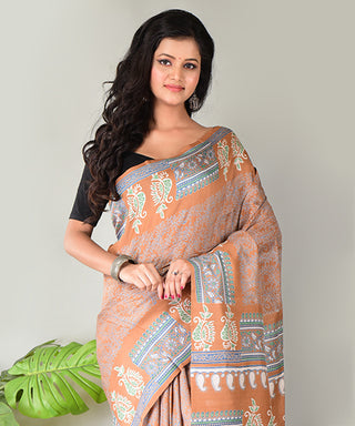 Resham Shilpi Exclusive Block Printed Mulberry Silk Saree – Luxury Handcrafted Tradition