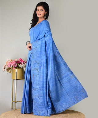 Resham Shilpi Exclusive Tussar Stitch Saree – Intricate Craftsmanship and Timeless Elegance