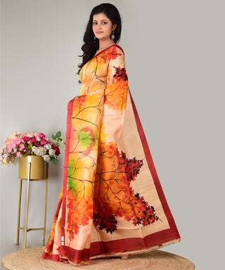 Resham Shilpi Exclusive Hand Painted Mulberry Silk Saree – Artistic Elegance in Every Thread