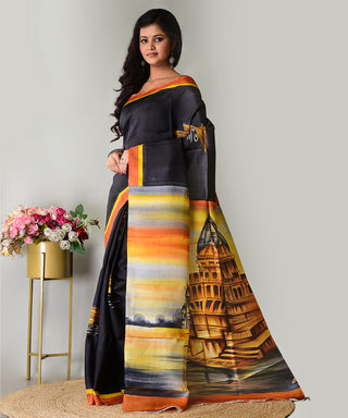 Resham Shilpi Exclusive Hand Painted Mulberry Silk Saree – Artistic Elegance in Every Thread