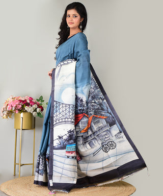 Resham Shilpi Exclusive Hand Painted Mulberry Silk Saree – Artistic Elegance in Every Thread