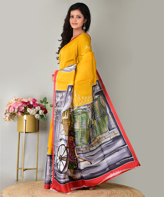 Resham Shilpi Exclusive Hand Painted Mulberry Silk Saree – Artistic Elegance in Every Thread