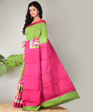 Resham Shilpi Exclusive Block Printed Tussar Silk Saree