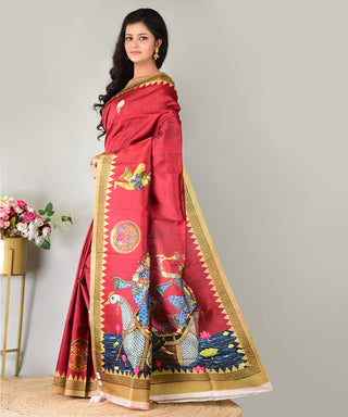 Resham Shilpi Exclusive Block Printed Mulberry Silk Saree – Luxury Handcrafted Tradition