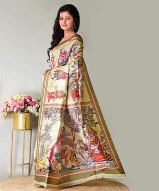 Resham Shilpi Exclusive Block Printed Mulberry Silk Saree – Luxury Handcrafted Tradition