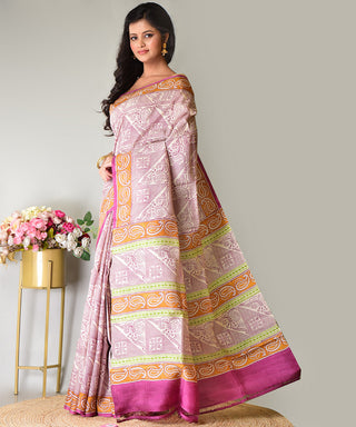 Resham Shilpi Exclusive Block Printed Mulberry Silk Saree – Luxury Handcrafted Tradition