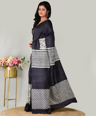 Resham Shilpi Exclusive Block Printed Mulberry Silk Saree – Luxury Handcrafted Tradition
