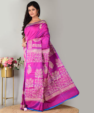 Resham Shilpi Exclusive Block Printed Mulberry Silk Saree – Luxury Handcrafted Tradition