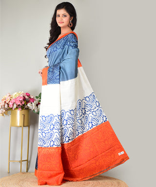 Resham Shilpi Exclusive Block Printed Mulberry Silk Saree – Luxury Handcrafted Tradition