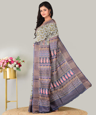 Resham Shilpi Exclusive Block Printed Mulberry Silk Saree – Luxury Handcrafted Tradition