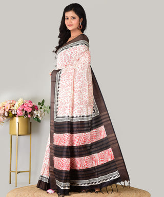 Resham Shilpi Exclusive Block Printed Mulberry Silk Saree – Luxury Handcrafted Tradition