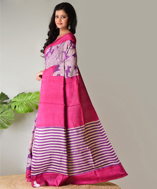 Resham Shilpi Exclusive Block Printed Tussar Silk Saree