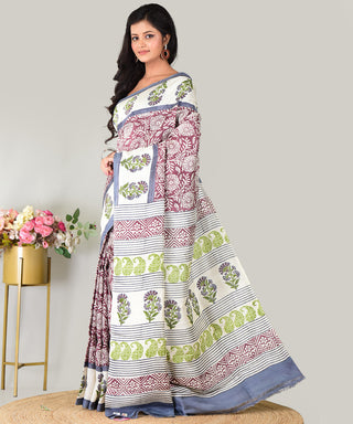 Resham Shilpi Exclusive Block Printed Mulberry Silk Saree – Luxury Handcrafted Tradition