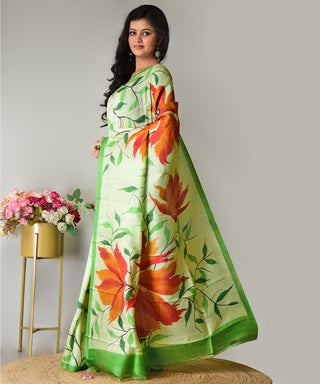 Resham Shilpi Exclusive Hand Painted Mulberry Silk Saree – Artistic Elegance in Every Thread