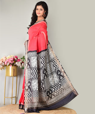 Resham Shilpi Exclusive Block Printed Mulberry Silk Saree – Luxury Handcrafted Tradition