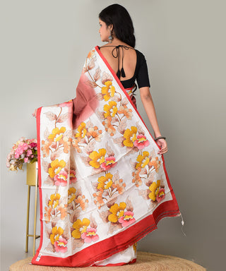 Resham Shilpi Exclusive Hand Painted Mulberry Silk Saree – Artistic Elegance in Every Thread