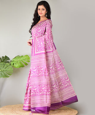 Resham Shilpi Exclusive Block Printed Mulberry Silk Saree – Luxury Handcrafted Tradition