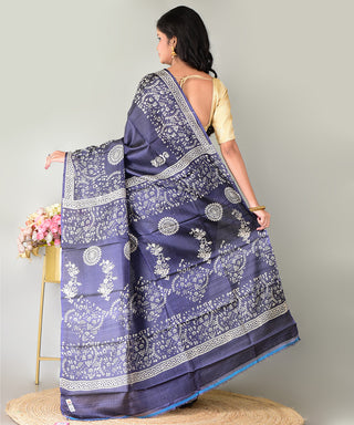 Resham Shilpi Exclusive Block Printed Mulberry Silk Saree – Luxury Handcrafted Tradition