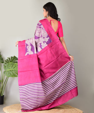 Resham Shilpi Exclusive Block Printed Tussar Silk Saree