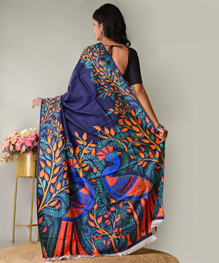 Resham Shilpi Exclusive Block Printed Mulberry Silk Saree – Luxury Handcrafted Tradition