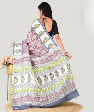 Resham Shilpi Exclusive Block Printed Mulberry Silk Saree – Luxury Handcrafted Tradition