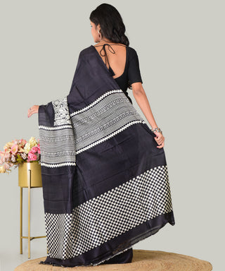 Resham Shilpi Exclusive Block Printed Mulberry Silk Saree – Luxury Handcrafted Tradition