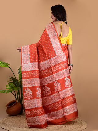 Resham Shilpi Exclusive Block Printed Mulberry Silk Saree – Luxury Handcrafted Tradition