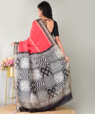 Resham Shilpi Exclusive Block Printed Mulberry Silk Saree – Luxury Handcrafted Tradition