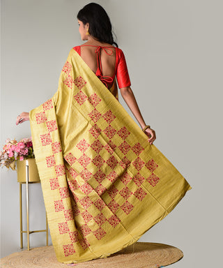 Resham Shilpi Exclusive Tussar Stitch Saree – Intricate Craftsmanship and Timeless Elegance