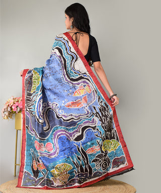 Resham Shilpi Silk Hand Batik Saree – Elegant Traditional Artistry with Handcrafted Design