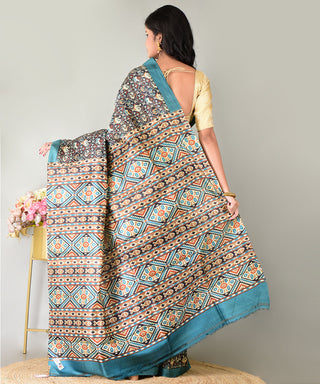 Resham Shilpi Exclusive Block Printed Mulberry Silk Saree – Luxury Handcrafted Tradition