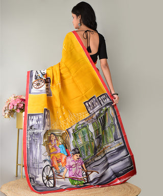 Resham Shilpi Exclusive Hand Painted Mulberry Silk Saree – Artistic Elegance in Every Thread