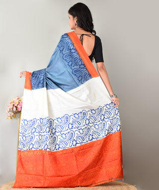 Resham Shilpi Exclusive Block Printed Mulberry Silk Saree – Luxury Handcrafted Tradition