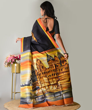Resham Shilpi Exclusive Hand Painted Mulberry Silk Saree – Artistic Elegance in Every Thread