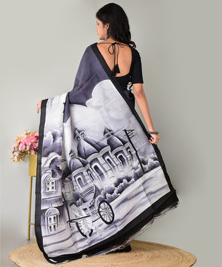 Resham Shilpi Exclusive Hand Painted Mulberry Silk Saree – Artistic Elegance in Every Thread