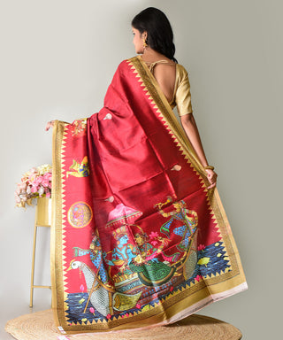 Resham Shilpi Exclusive Block Printed Mulberry Silk Saree – Luxury Handcrafted Tradition