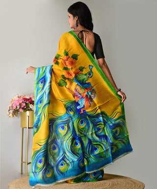 Resham Shilpi Exclusive Hand Painted Mulberry Silk Saree – Artistic Elegance in Every Thread