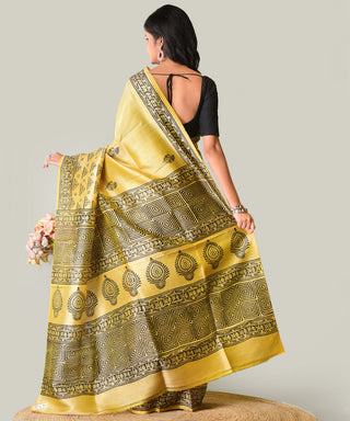 Resham Shilpi Exclusive Block Printed Mulberry Silk Saree – Luxury Handcrafted Tradition