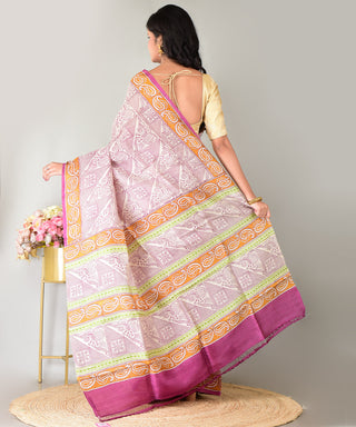Resham Shilpi Exclusive Block Printed Mulberry Silk Saree – Luxury Handcrafted Tradition