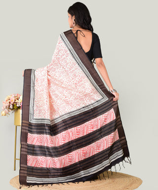 Resham Shilpi Exclusive Block Printed Mulberry Silk Saree – Luxury Handcrafted Tradition
