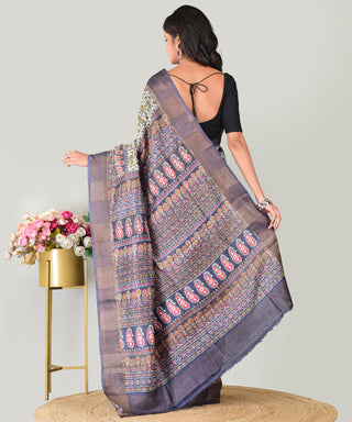 Resham Shilpi Exclusive Block Printed Mulberry Silk Saree – Luxury Handcrafted Tradition